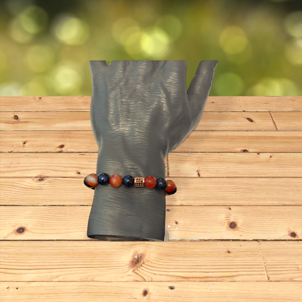 Agate bracelet orange and blue