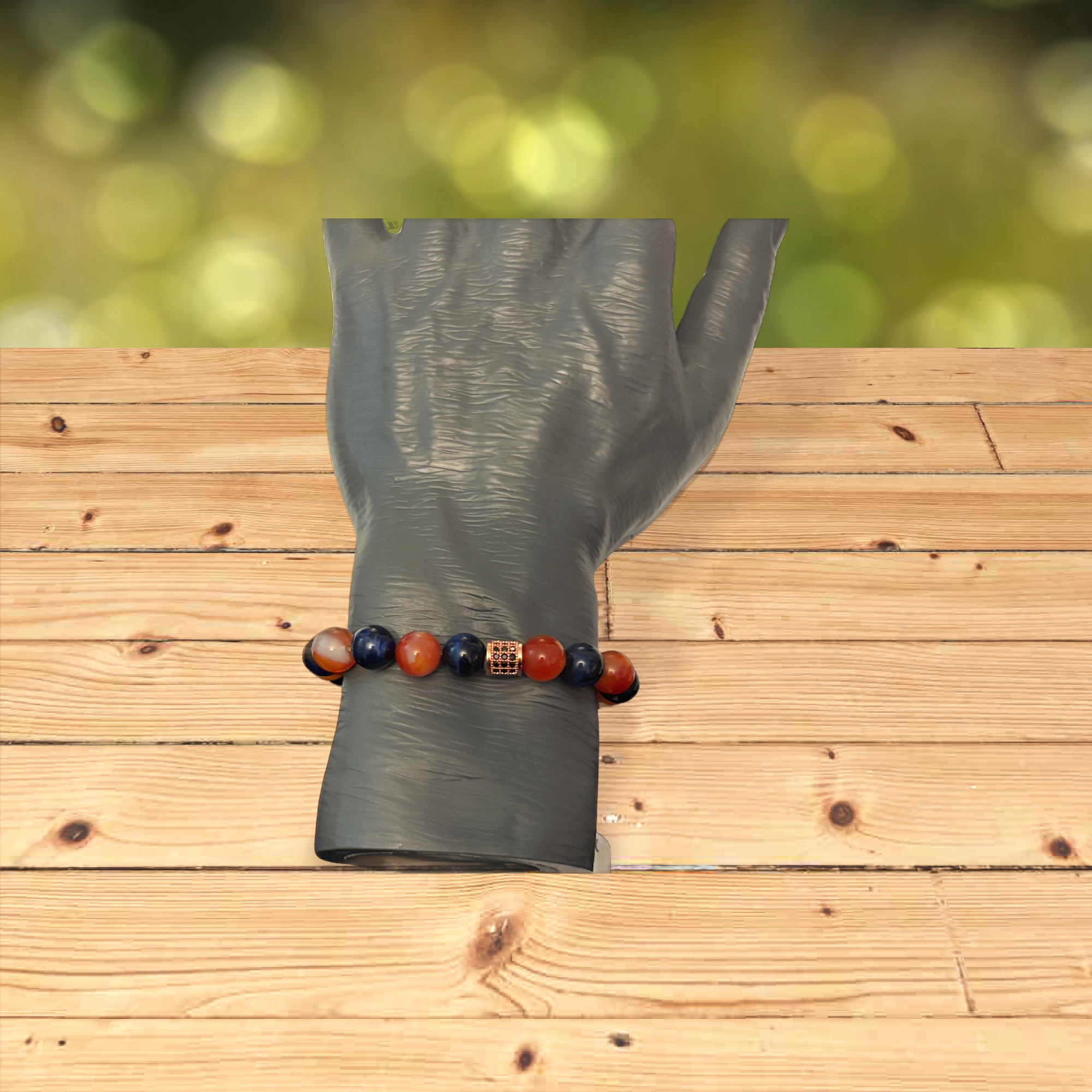 Agate bracelet orange and blue