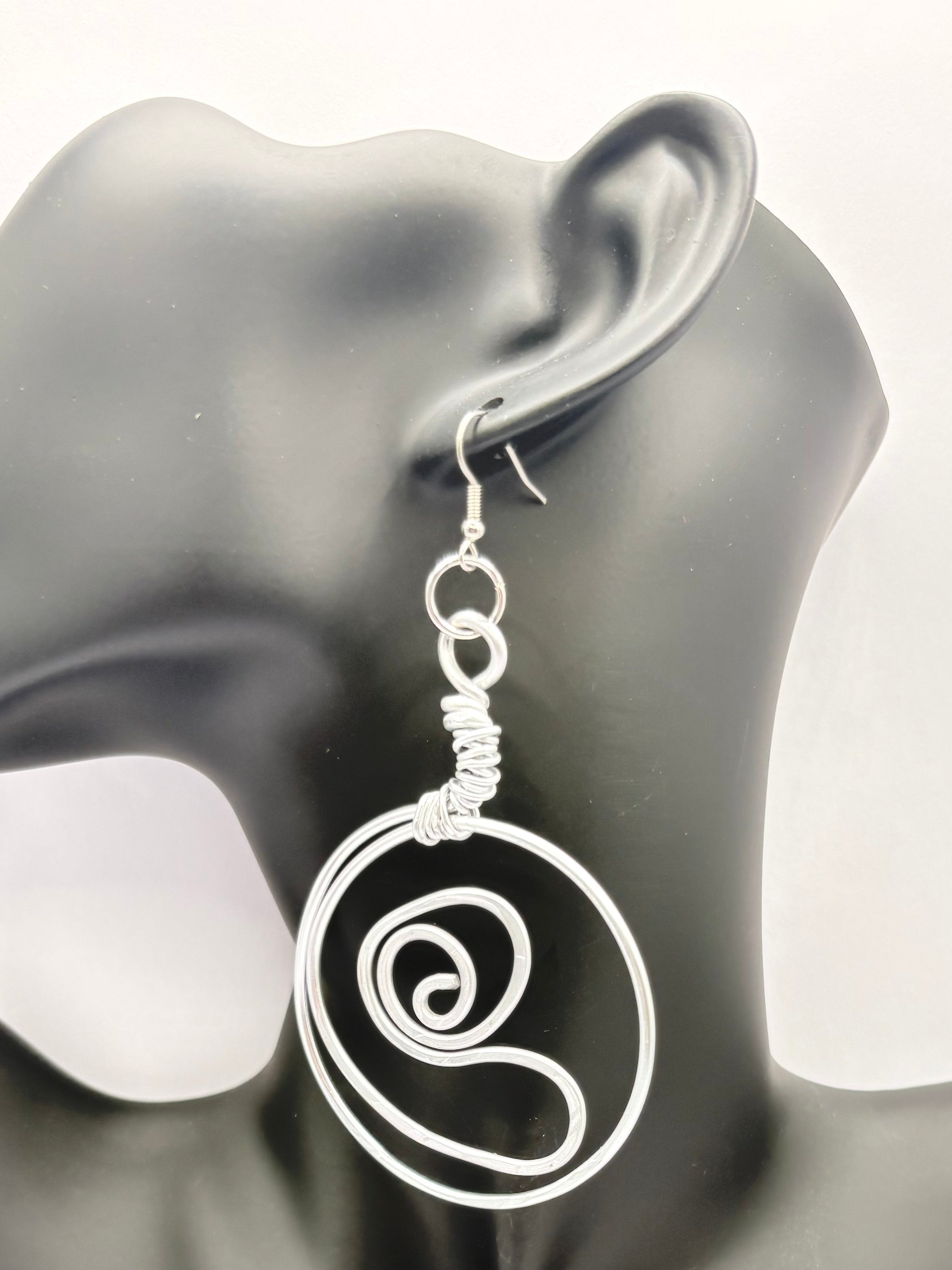 Silver spiral earrings