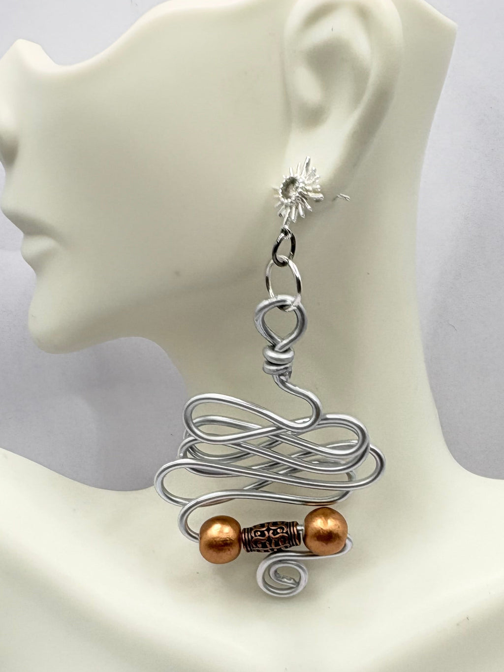 Silver and copper earrings