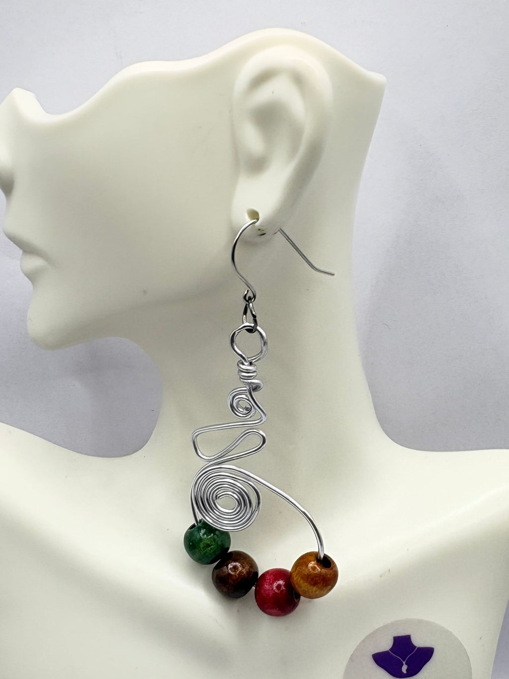Silver beaded earring