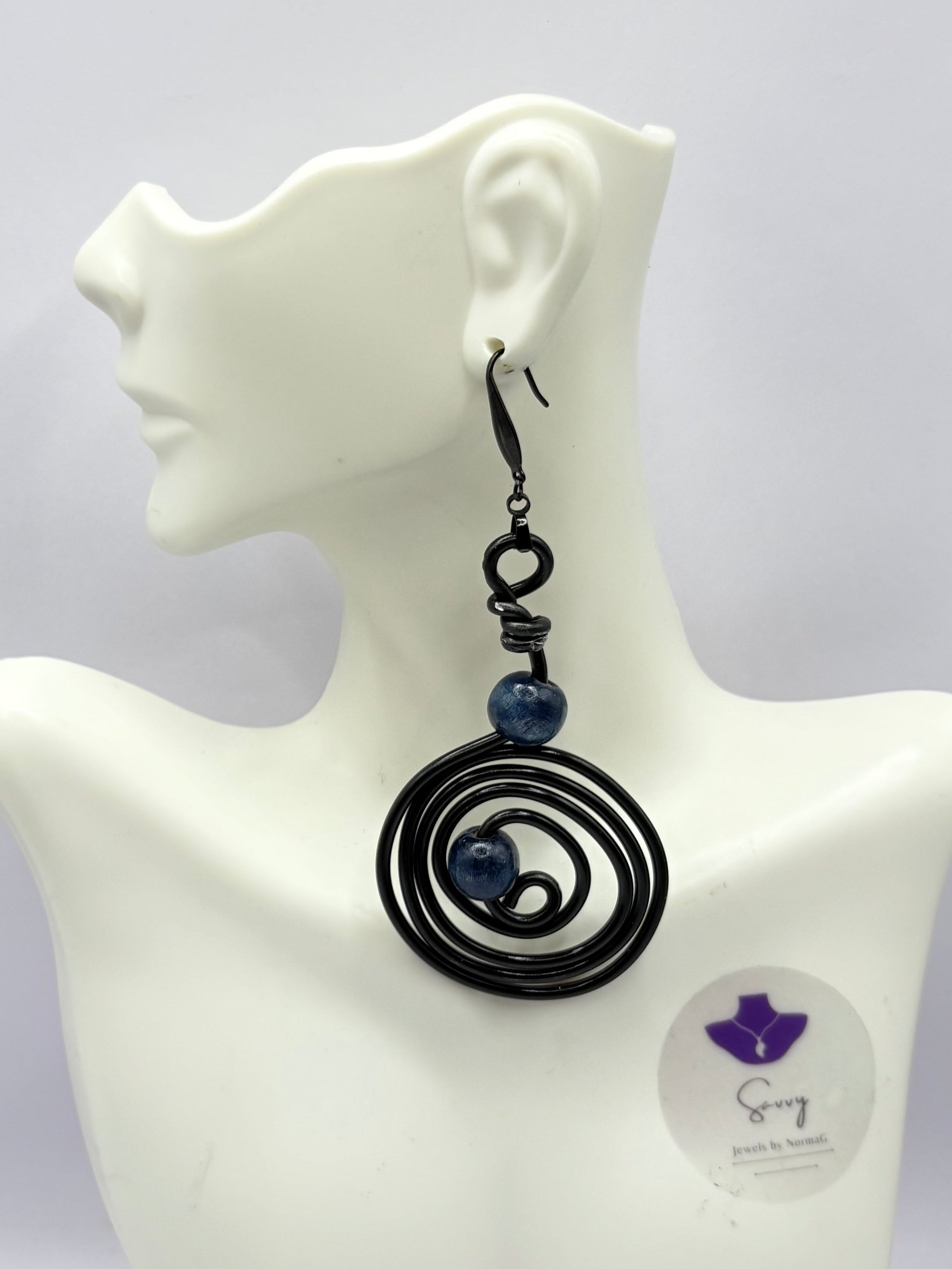 Black spiral earings