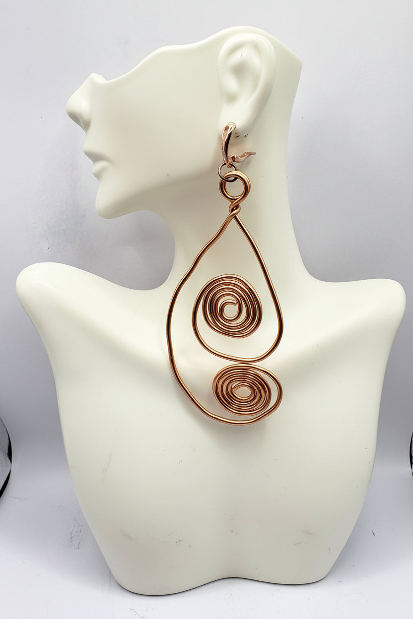 Copper spiral earrings