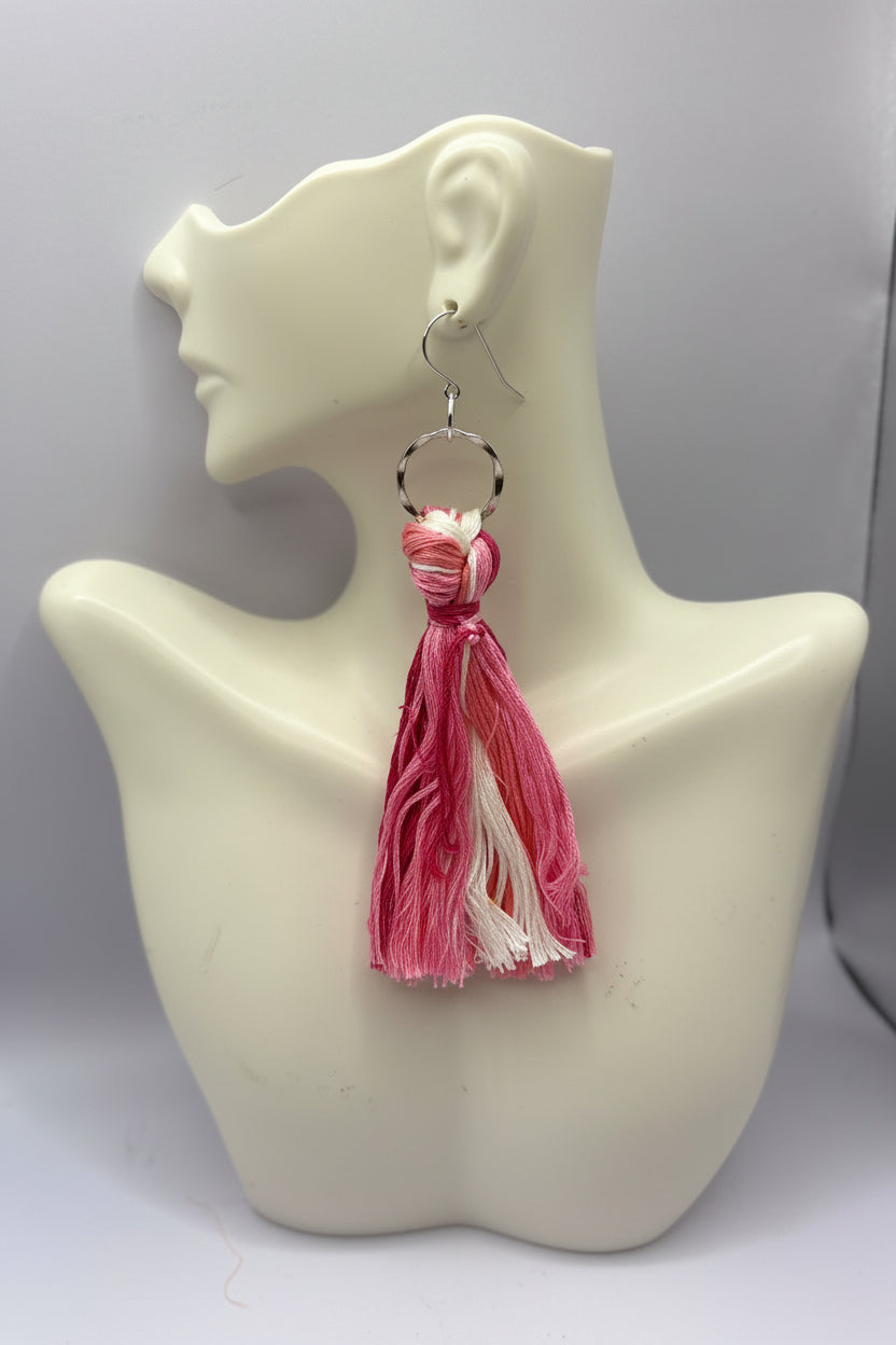Pink fabric earrings