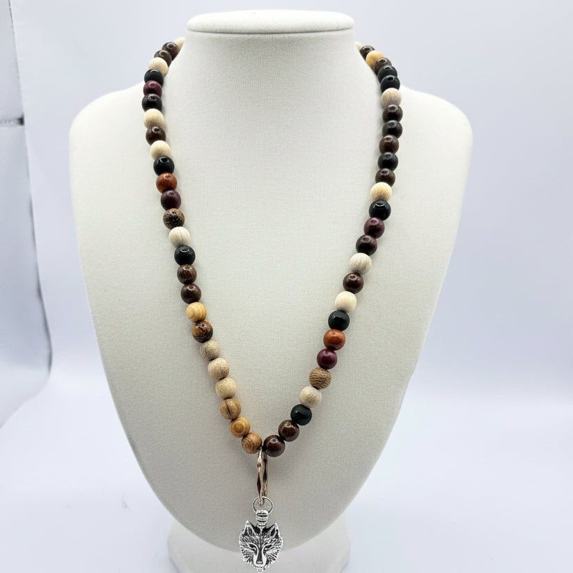 natural wood bead necklace