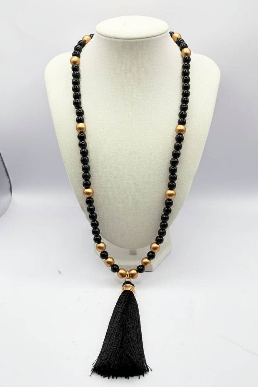 copper and black necklace