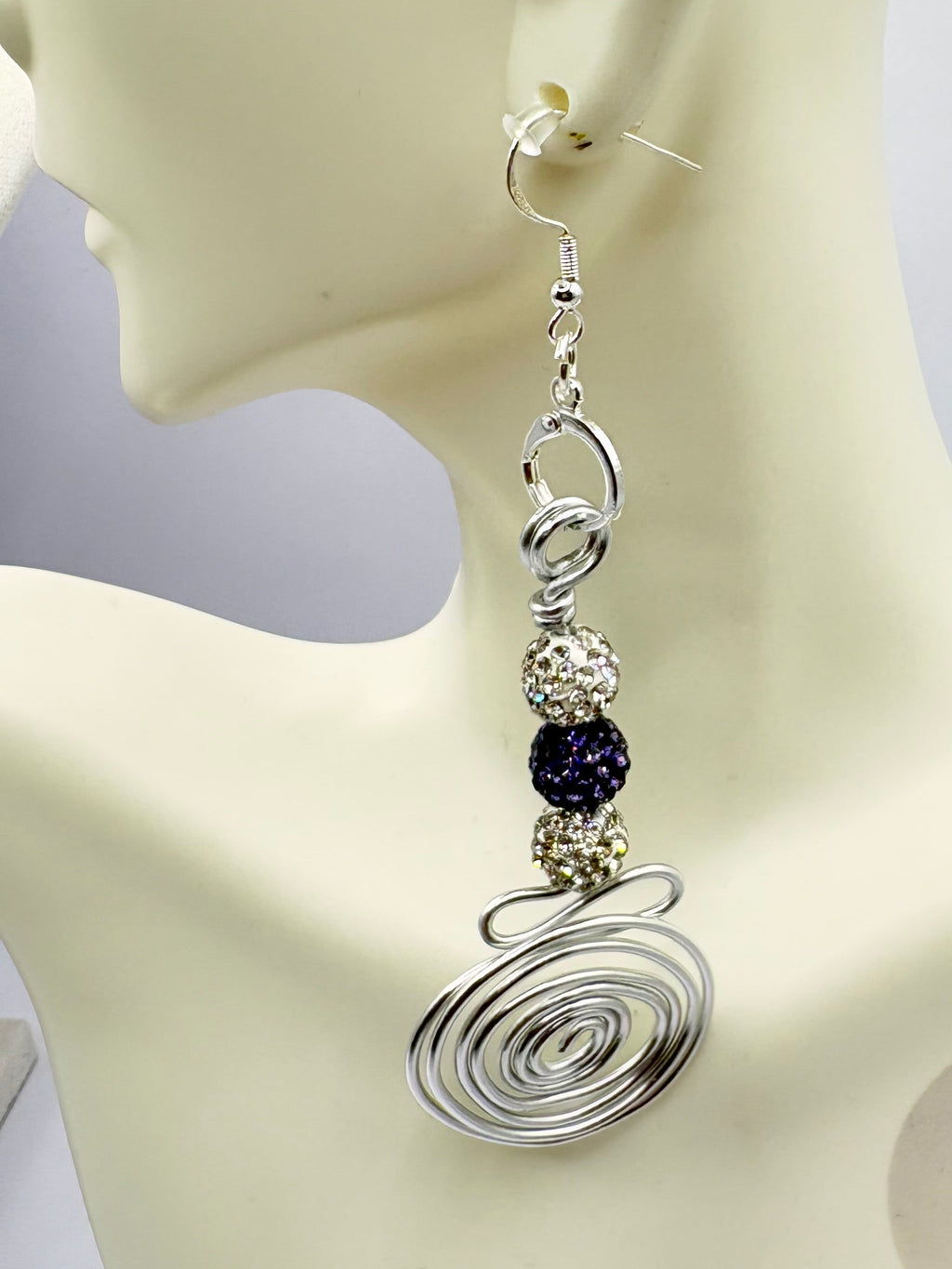 silver and blurrhinestone earrings