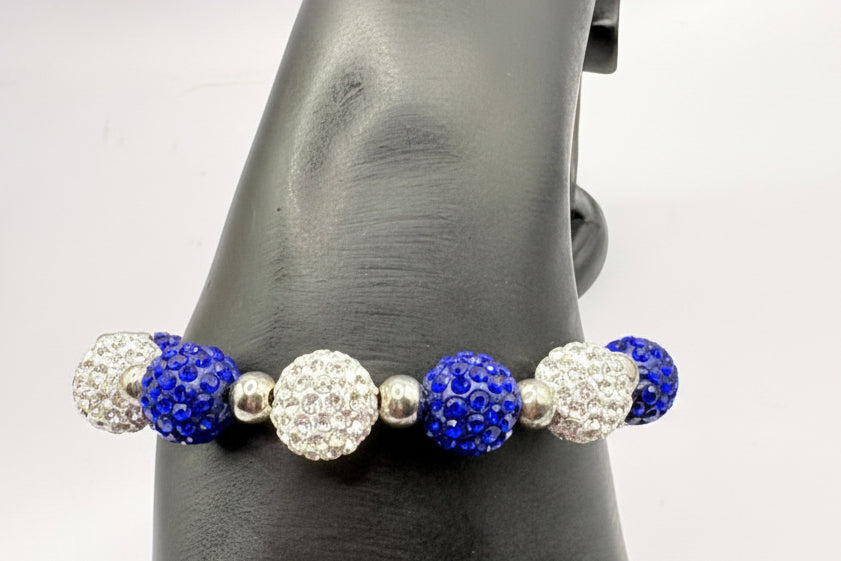 blue and silver rhinestone racelet