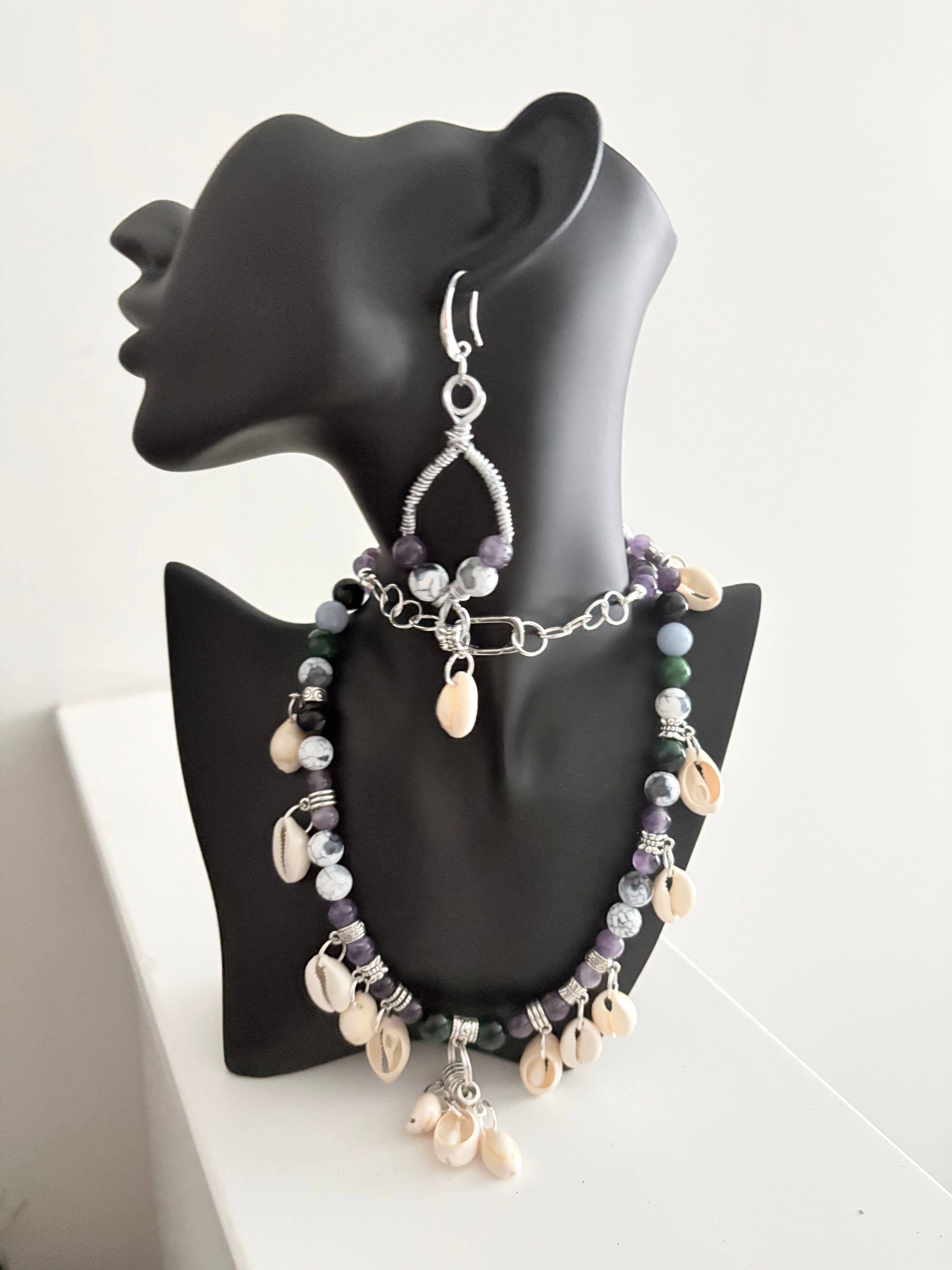 Sapphire Plum Gemstone Drop Necklace