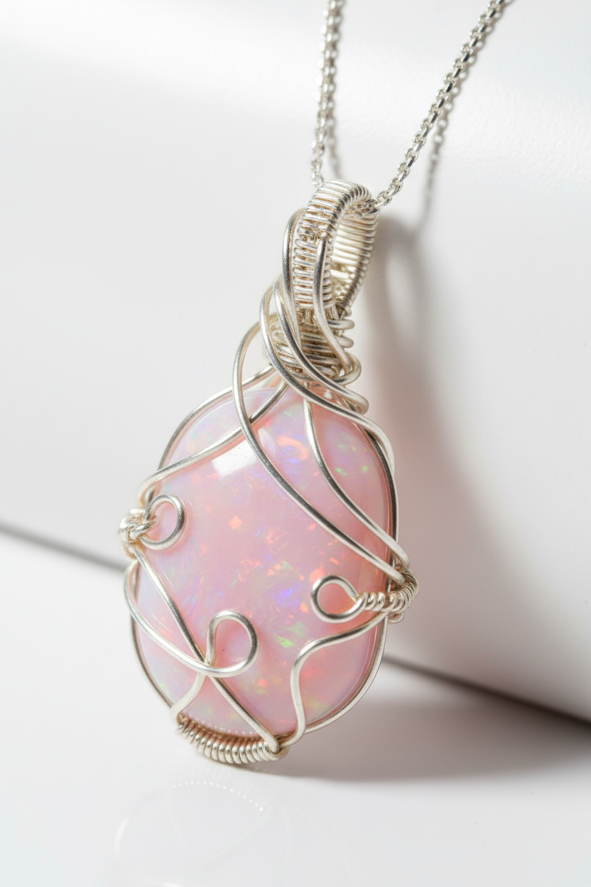 Crystal Pink Opal Necklace