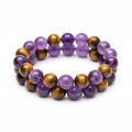 Amethyst & Tiger's Eye Beaded Bracelet by Savvy Jewels by Norma G